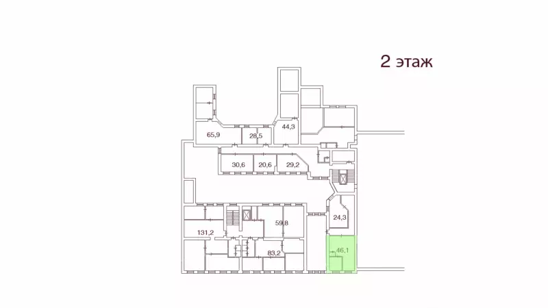 Аренда офиса 47 кв.метров, 2 этаж-99. План объекта