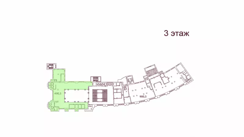 Аренда офиса 490.3 кв.метров, 3 этаж-99. План объекта