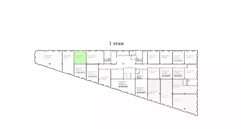 Продажа универсального помещения 39.08 кв.метров, 1 этаж-99. План объекта