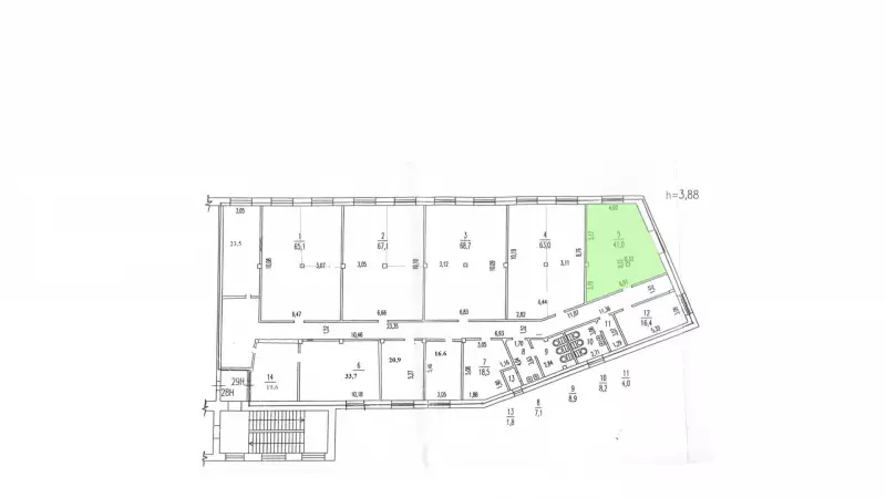 Аренда офиса 41 кв.метров, 3 этаж-99. План объекта