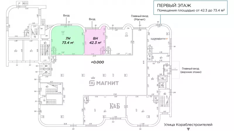 Аренда  помещения 42.3 кв.метров, 1 этаж-99. План объекта