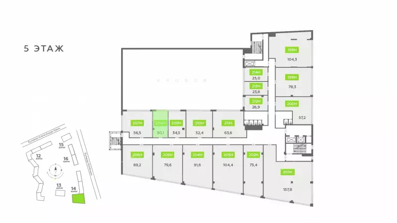 Продажа офиса 30.1 кв.метров, 5 этаж-99. План объекта