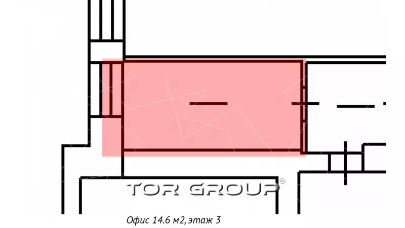 Аренда офиса 14.6 кв.метров, 3 этаж-99. План объекта