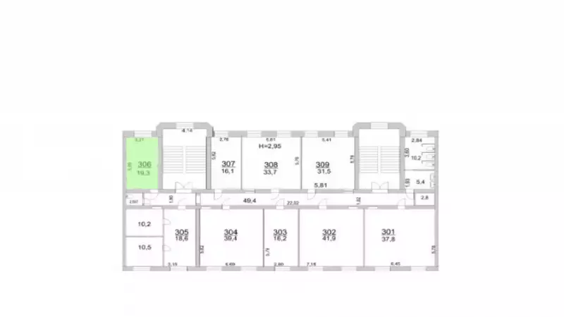 Аренда офиса 19.3 кв.метров, 3 этаж-99. План объекта