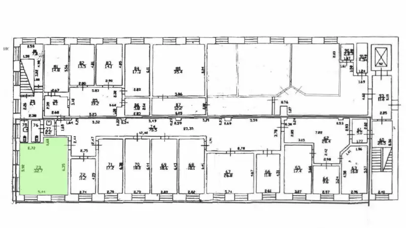 Аренда офиса 32.7 кв.метров, 3 этаж-99. План объекта