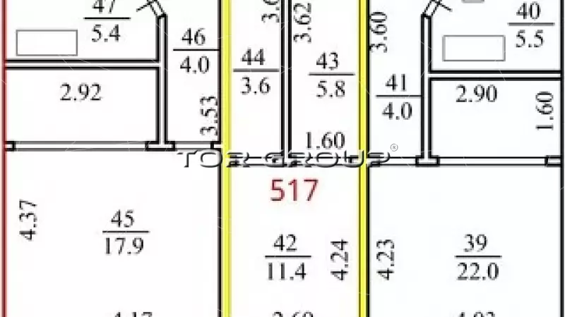 Аренда офиса 20.8 кв.метров, 5 этаж-99. План объекта