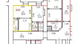 Аренда офиса 23.7 кв.метров, 3 этаж-99. План объекта