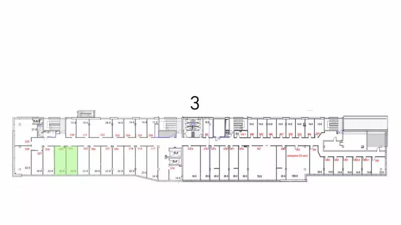 Аренда офиса 44 кв.метров, 3 этаж-99. План объекта