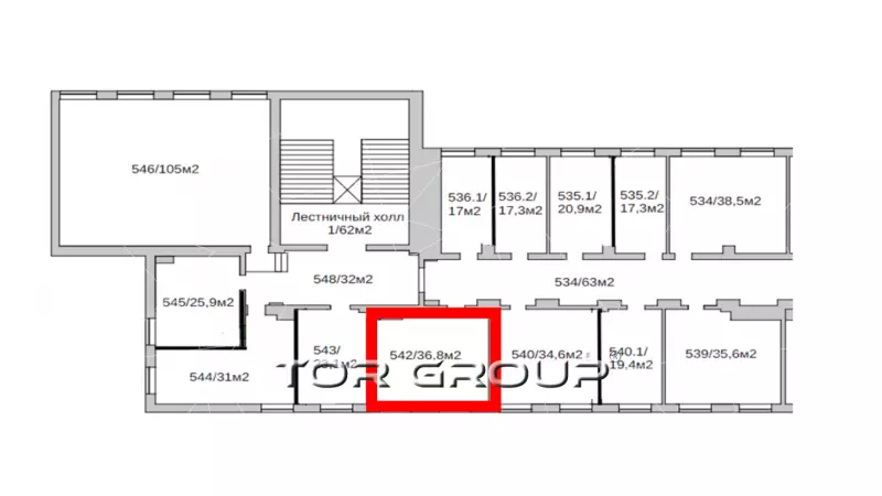 Аренда офиса 36.8 кв.метров, 35 этаж-99. План объекта