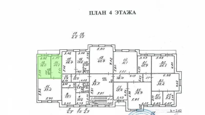 Аренда офиса 30.1 кв.метров, 4 этаж-99. План объекта