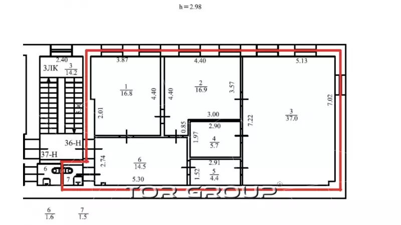 Аренда офиса 98 кв.метров, 3 этаж-99. План объекта