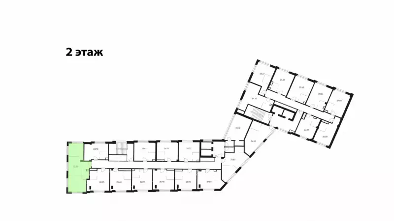 Продажа офиса 52.55 кв.метров, 2 этаж-99. План объекта