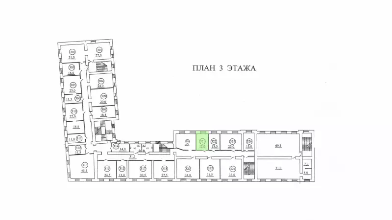 Аренда офиса 12 кв.метров, 3 этаж-99. План объекта